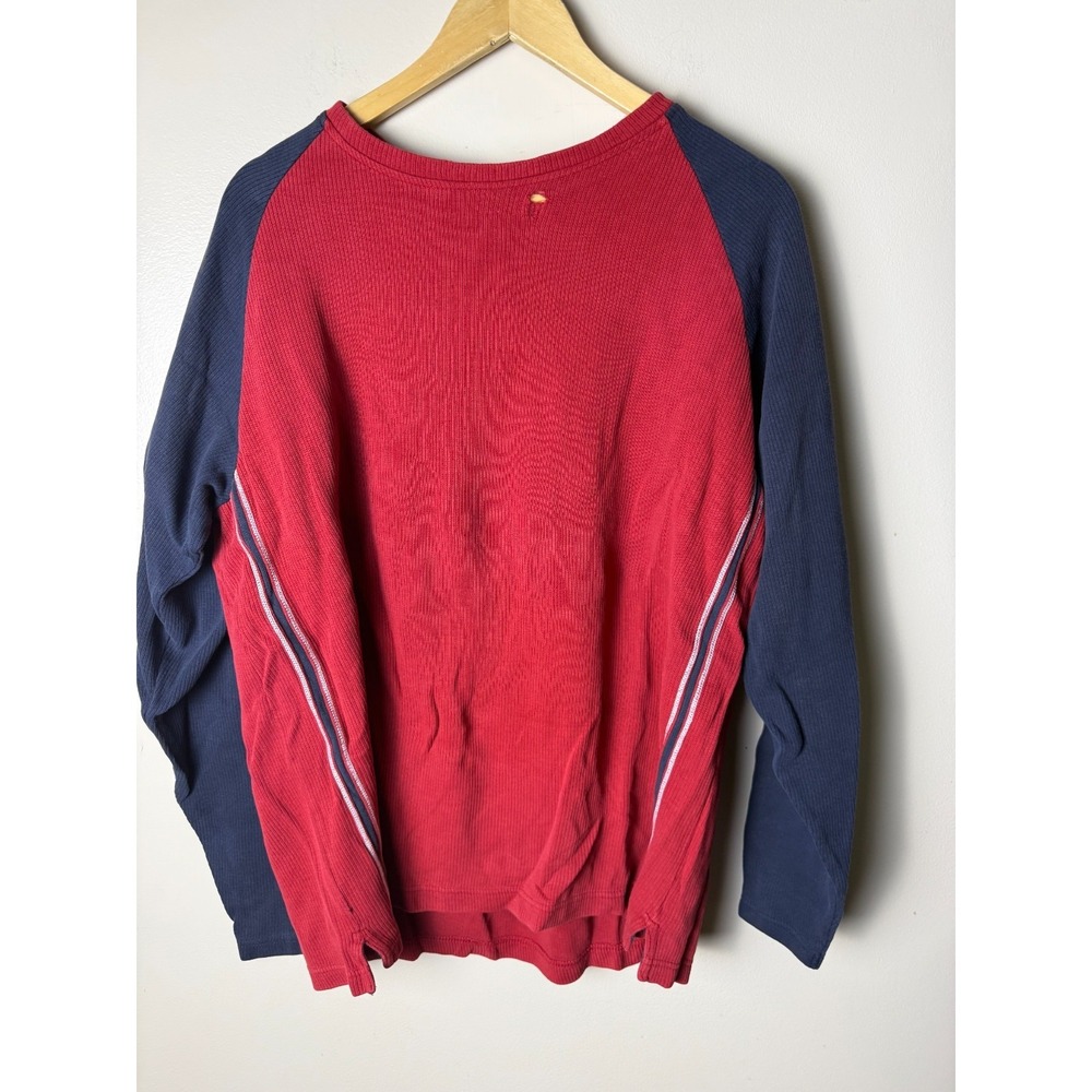 Vintage‎ Y2K Heavy Cotton Ribbed Knit Long Sleeve T-Shirt Mens M Red